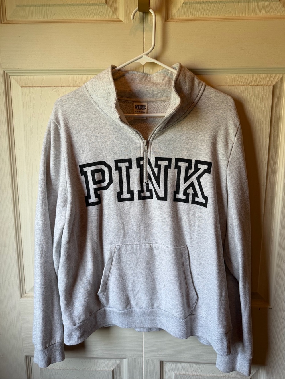 PINK Victoria's Secret Quarter-Zip Sweatshirt - Light Gray